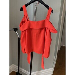 Topshop Tie Back Bardot Blouse In Red Size 6 US